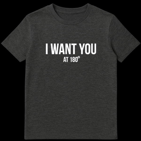 I Want You At 180 Degrees text design funny math geometry pun t-shirt on Dark Heather t-shirt