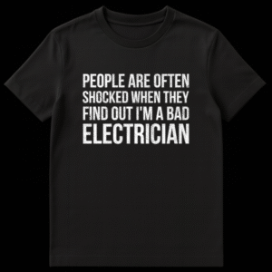 Typography design reading People Are Often Shocked When They Find Out I'm A Bad Electrician on a t-shirt on Black t-shirt