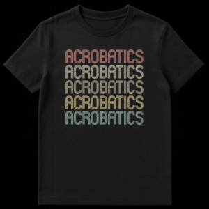 Retro Varsity-style t-shirt with multi-line, rounded font design for sports and college themes. on Black t-shirt