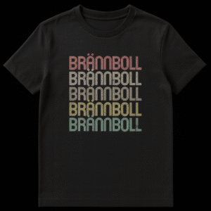 Brännboll t-shirt with retro layered font design for outdoor sports enthusiasts on Black t-shirt