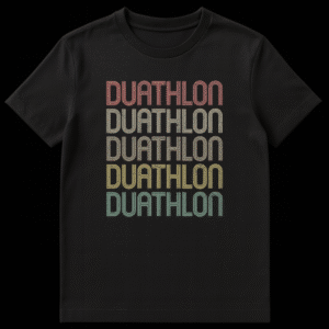 T-shirt design with retro multi-line inline font, rounded corners, and distressed texture. on Black t-shirt