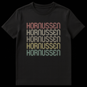 Retro Hornussen T-Shirt, distressed striped typography, Swiss traditional sport fan apparel, vintage sport tee, Hornussen player gift on Black t-shirt
