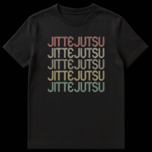 Retro Jittejutsu Pun Martial Arts T-Shirt for Jiu-Jitsu Fans on Black t-shirt
