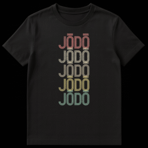 Vintage Jōdō Martial Art T-Shirt for practitioners with distressed multi-color text on Black t-shirt
