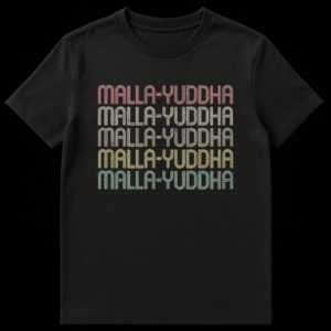 Malla-Yuddha Ancient Indian Wrestling Retro T-Shirt with Gradient Text on Black t-shirt
