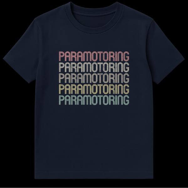 Paramotoring Enthusiast Repeated Passion Aviation Unisex T-Shirt on Navy Blue t-shirt