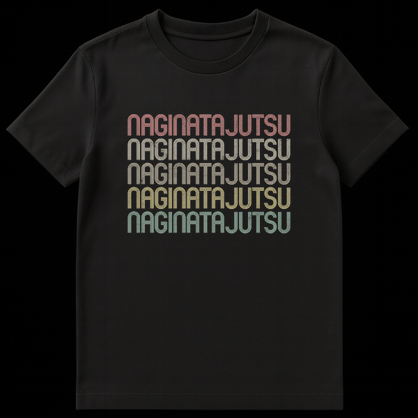 Naginatajutsu Practitioner Retro Typography Japanese Martial Art T-Shirt on Black t-shirt
