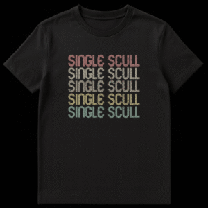 Vintage "SINGLE SCULL" Rowing Pun T-Shirt for Rowers and Single Life Humor on Black t-shirt