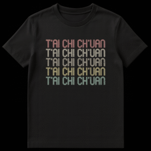 Vintage retro T'ai Chi Ch'uan text t-shirt with distressed earthy colors on black on Black t-shirt