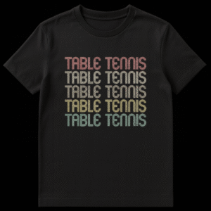 Vintage Retro Table Tennis stacked text t-shirt with distressed muted colors on black background on Black t-shirt