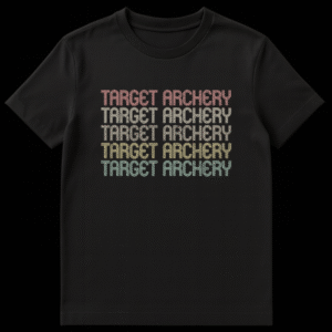 Vintage Target Archery T-Shirt with retro distressed text and gradient colors on Black t-shirt