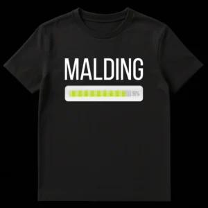 MALDING 90% progress bar t-shirt design for internet culture enthusiasts on Black t-shirt