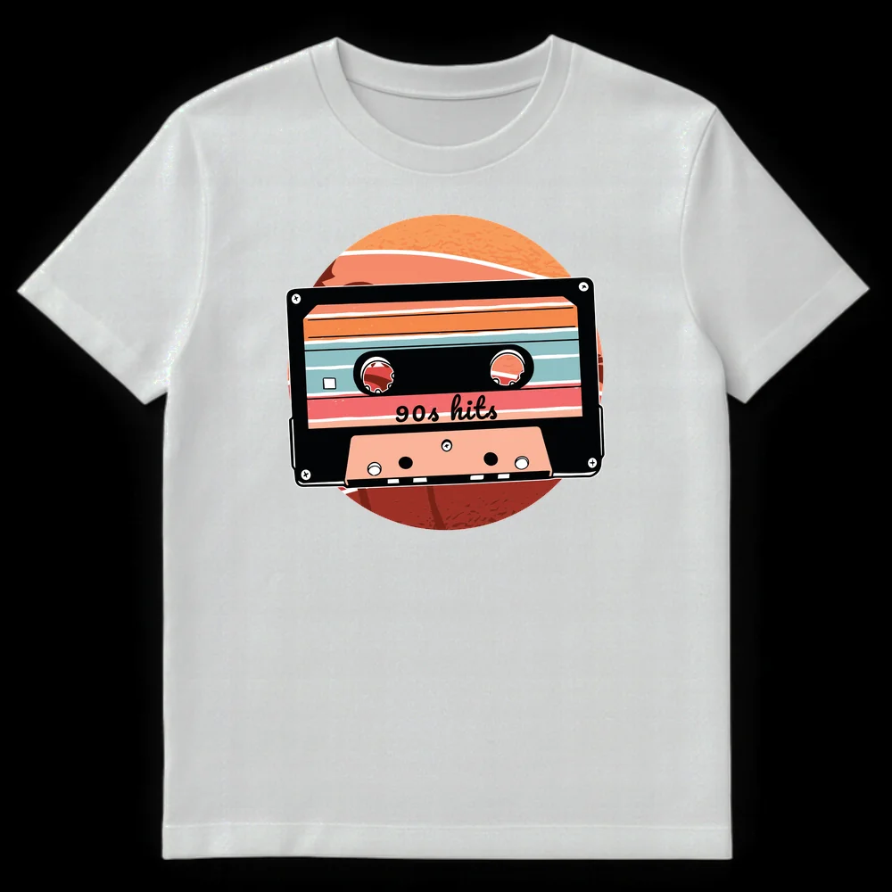 90s Hits Cassette Tape Retro Graphic T-Shirt on White t-shirt