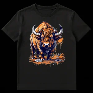Powerful American Bison Graphic T-Shirt for nature lovers and wildlife enthusiasts on Black t-shirt